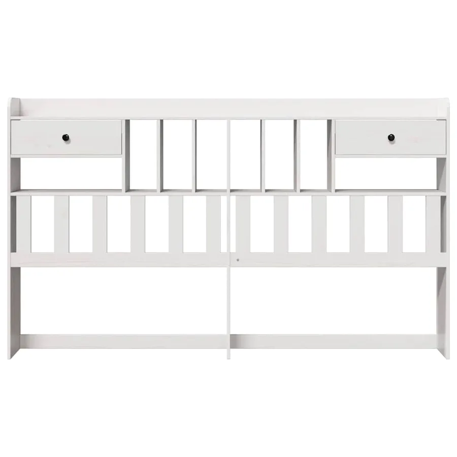 Tête de lit avec rangement blanc 180 cm bois massif de pin - 3