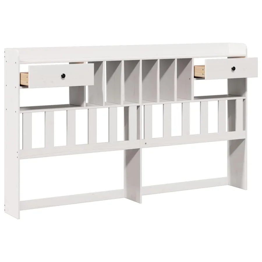 Tête de lit avec rangement blanc 180 cm bois massif de pin - 4