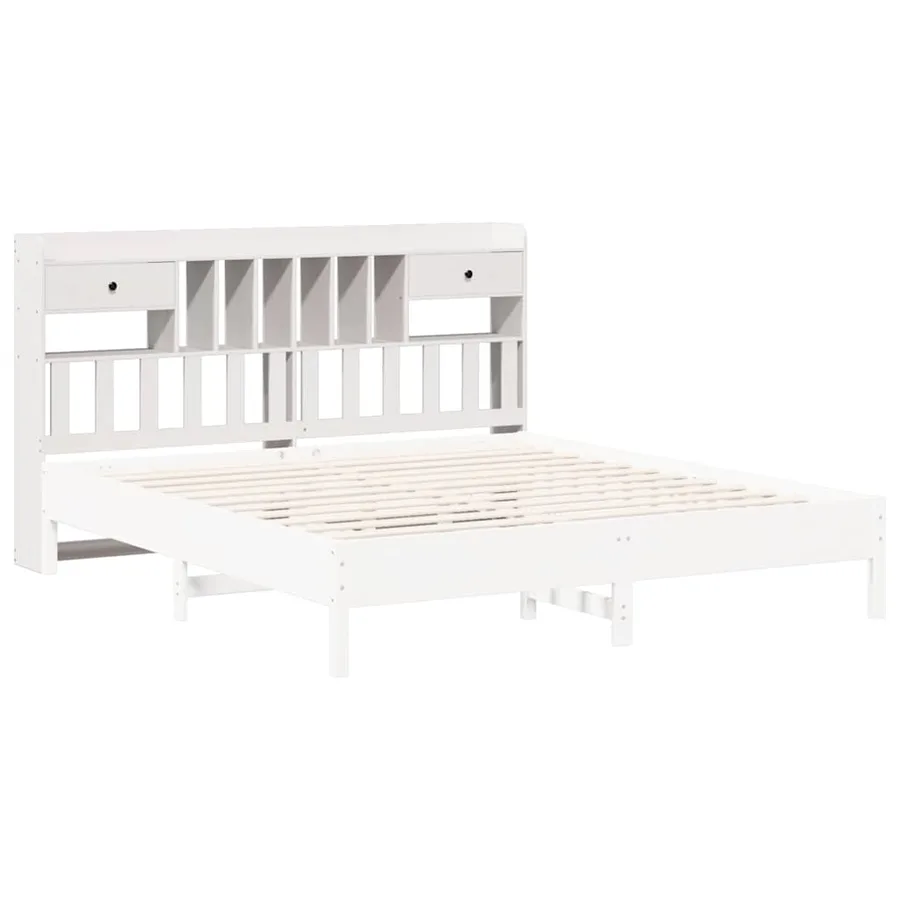 Tête de lit avec rangement blanc 180 cm bois massif de pin - 7