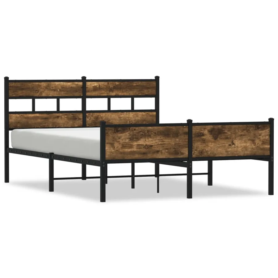 Cadre de lit en métal sans matelas chêne fumé 160x200 cm - 2