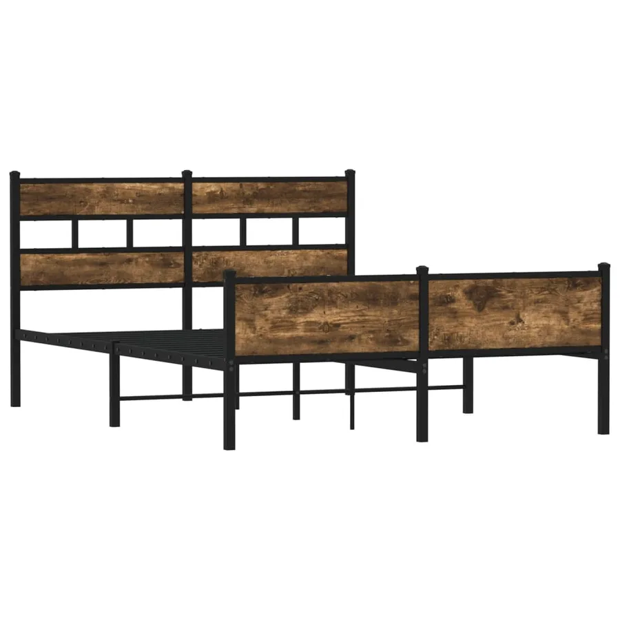Cadre de lit en métal sans matelas chêne fumé 160x200 cm - 3