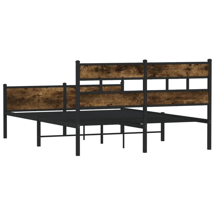 Cadre de lit en métal sans matelas chêne fumé 160x200 cm - 6
