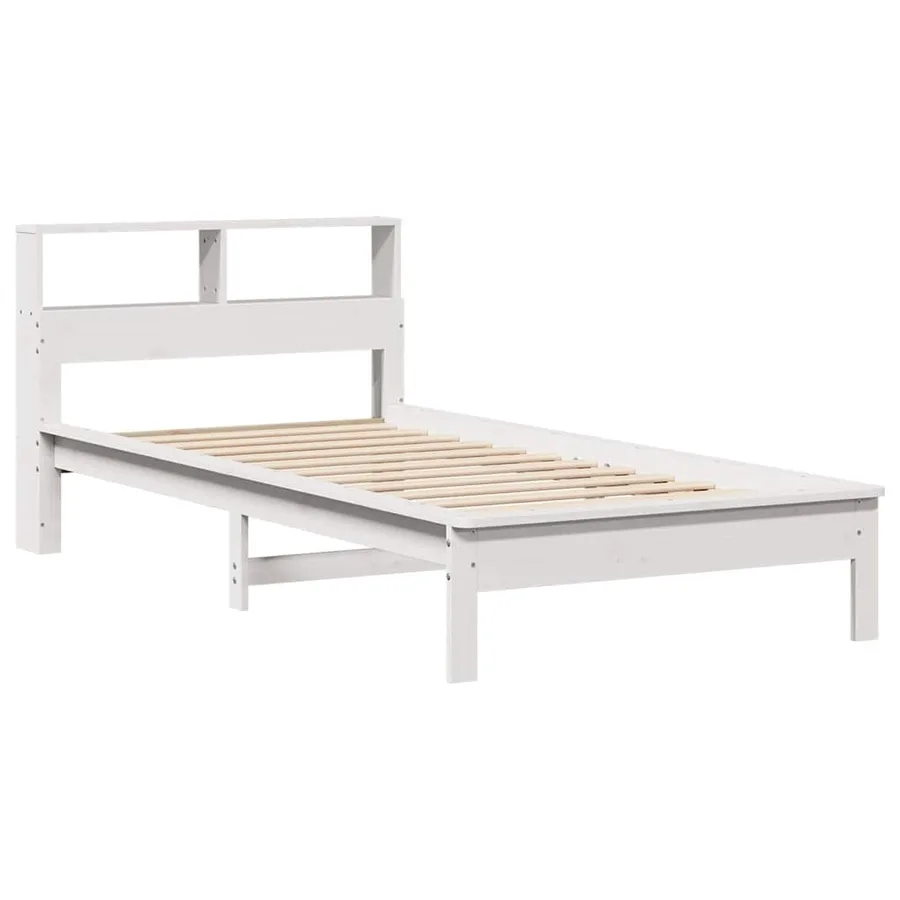 Lit bibliothèque sans matelas blanc 100x200 cm bois pin massif - 7