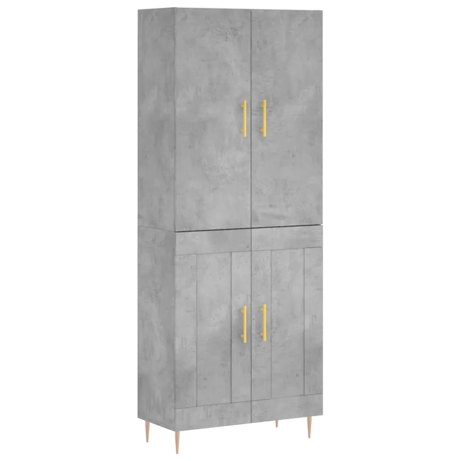 Buffet haut Gris béton 69,5x34x180 cm Bois d'ingénierie - 2