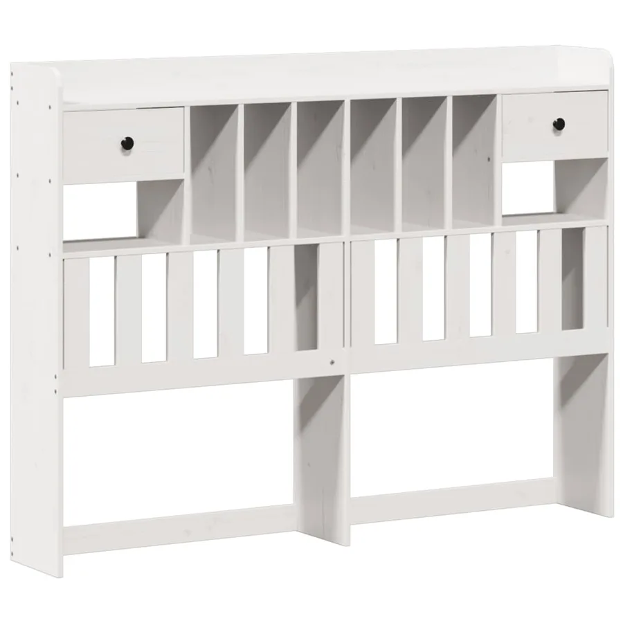 Lit bibliothèque sans matelas blanc 160x200 cm bois pin massif - 7