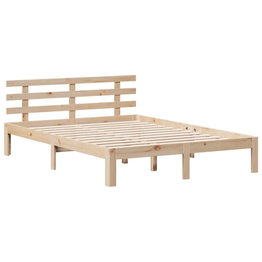 Lit bibliothèque sans matelas 140x200 cm bois massif de pin - 8