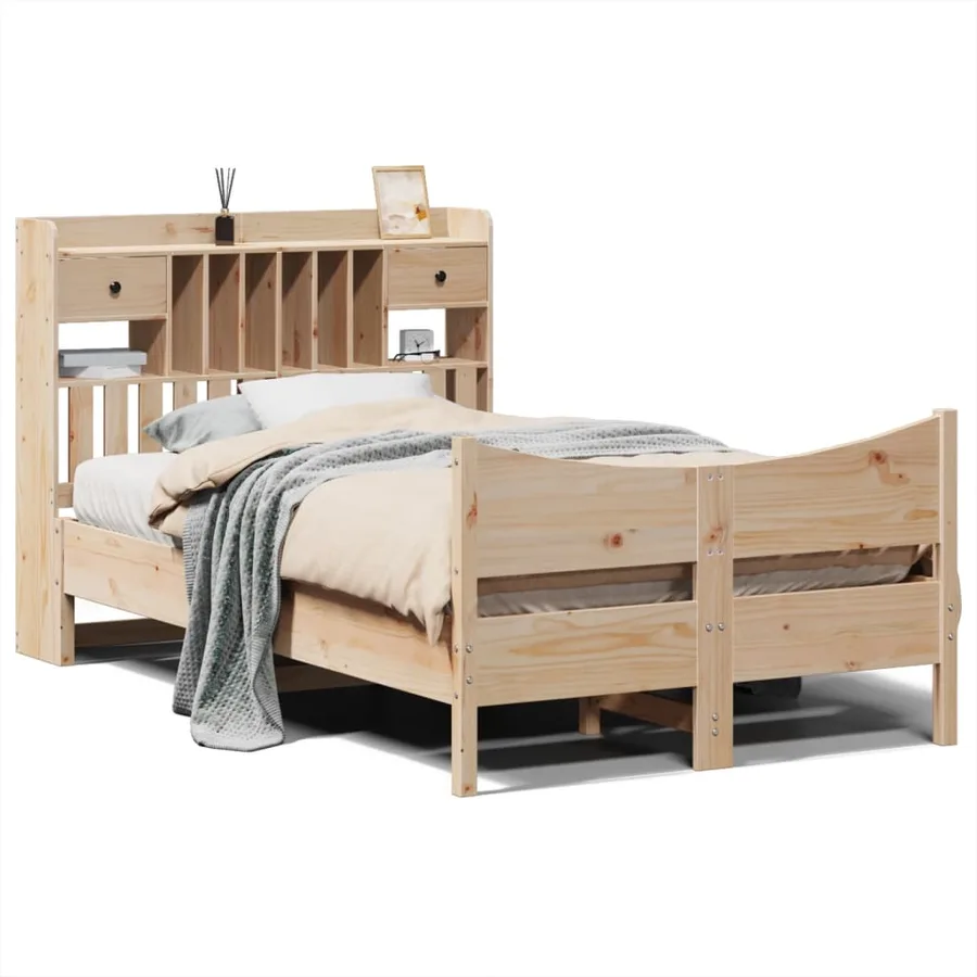 Cadre de lit sans matelas 135x190 cm bois de pin massif - 2
