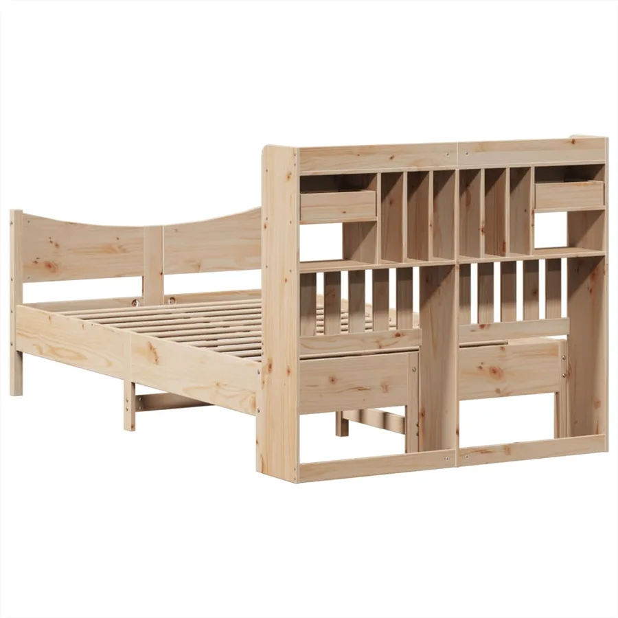 Cadre de lit sans matelas 135x190 cm bois de pin massif - 8