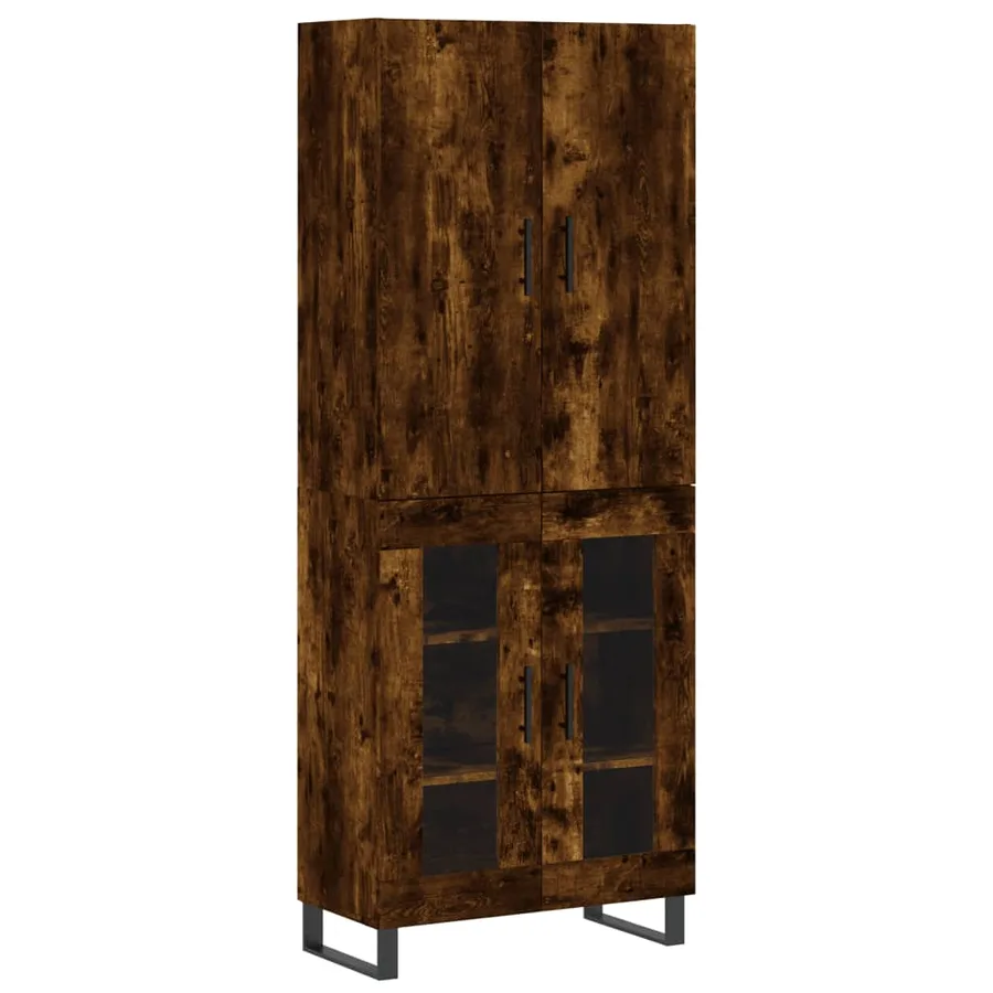 Buffet haut Chêne fumé 69,5x34x180 cm Bois d'ingénierie - 2