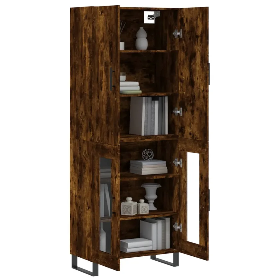 Buffet haut Chêne fumé 69,5x34x180 cm Bois d'ingénierie - 3