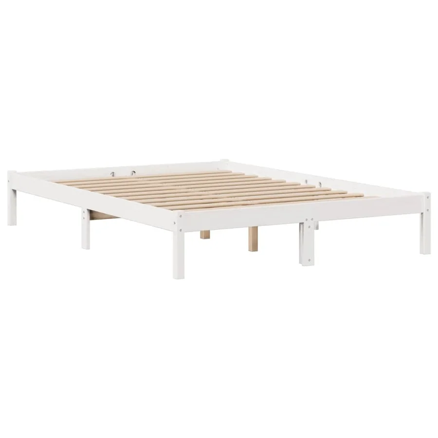 Lit bibliothèque sans matelas blanc 140x190 cm bois pin massif - 5