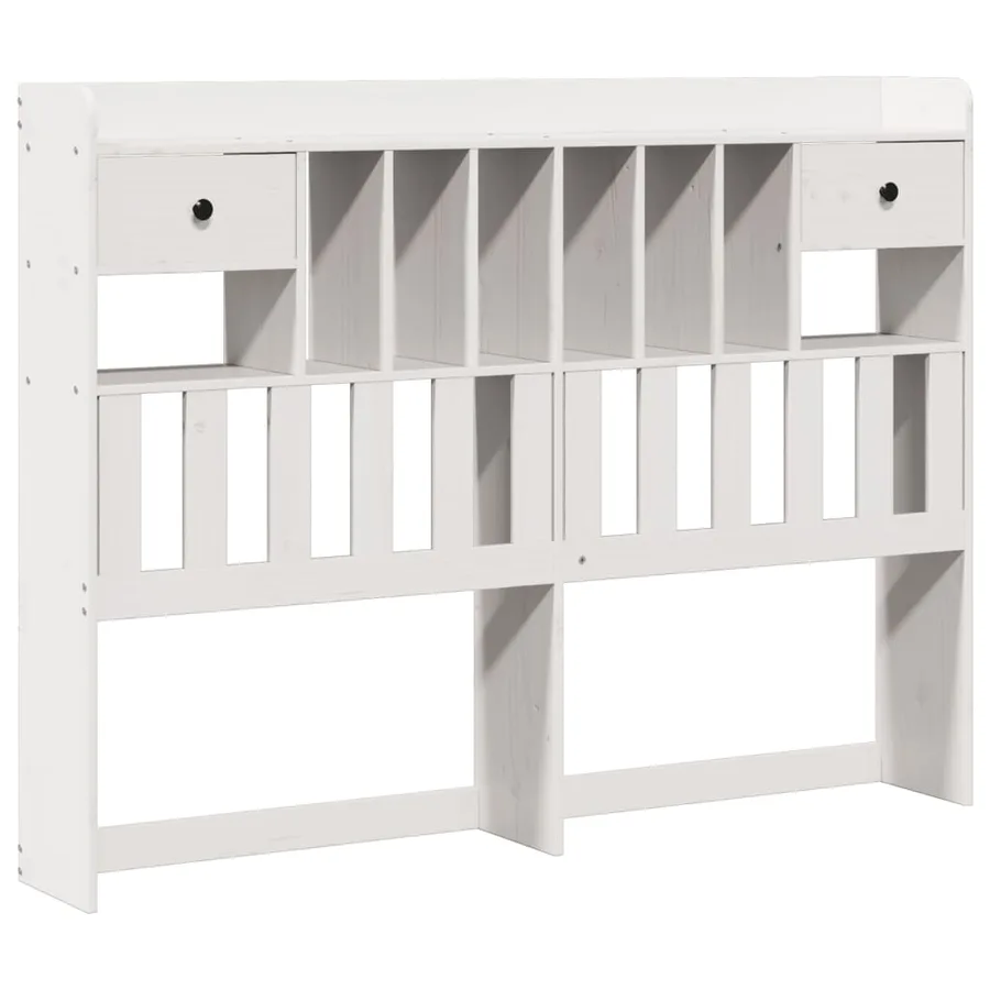 Lit bibliothèque sans matelas blanc 140x190 cm bois pin massif - 6