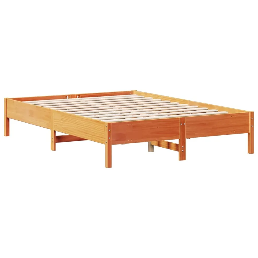 Lit bibliothèque sans matelas cire marron 150x200 cm pin massif - 8