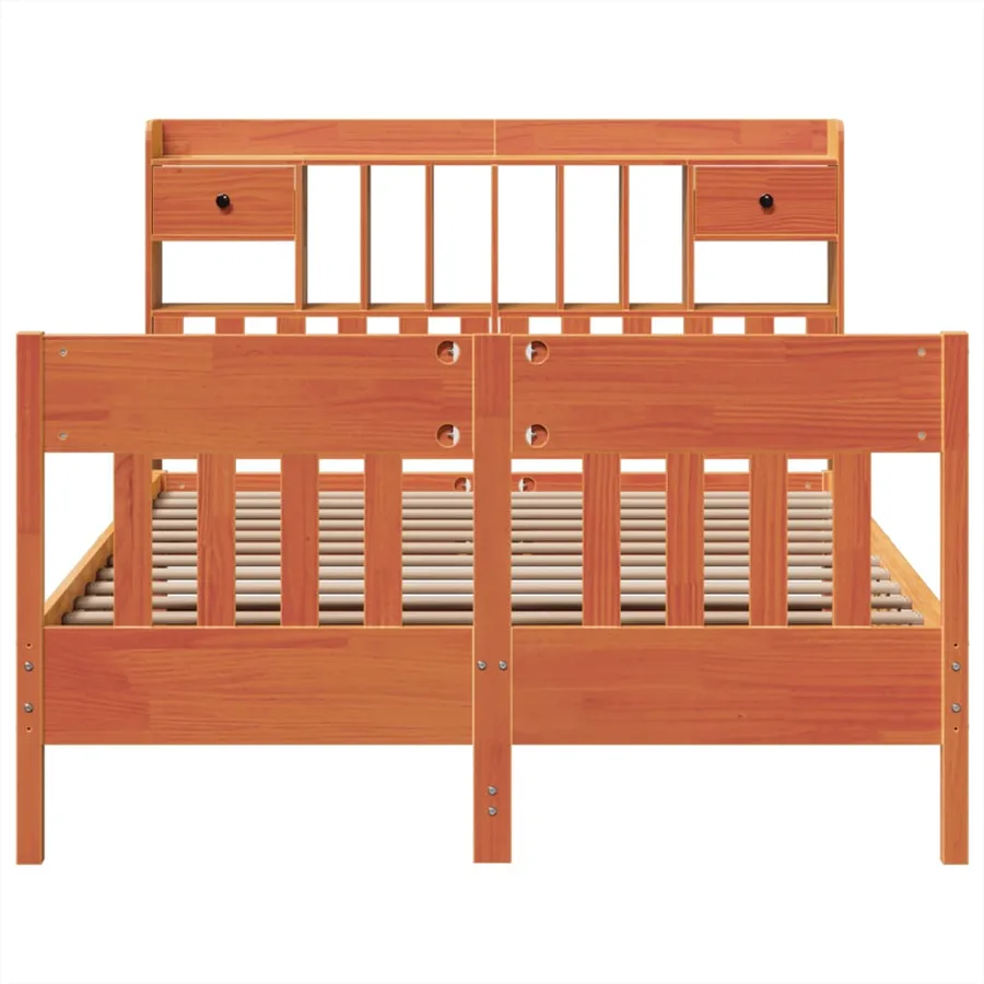 Cadre de lit sans matelas cire marron 140x200cm bois pin massif - 4