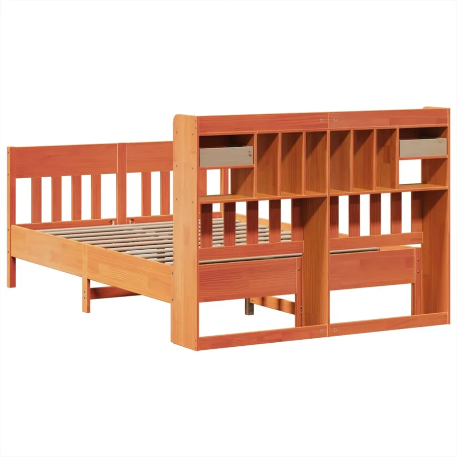 Cadre de lit sans matelas cire marron 140x200cm bois pin massif - 8