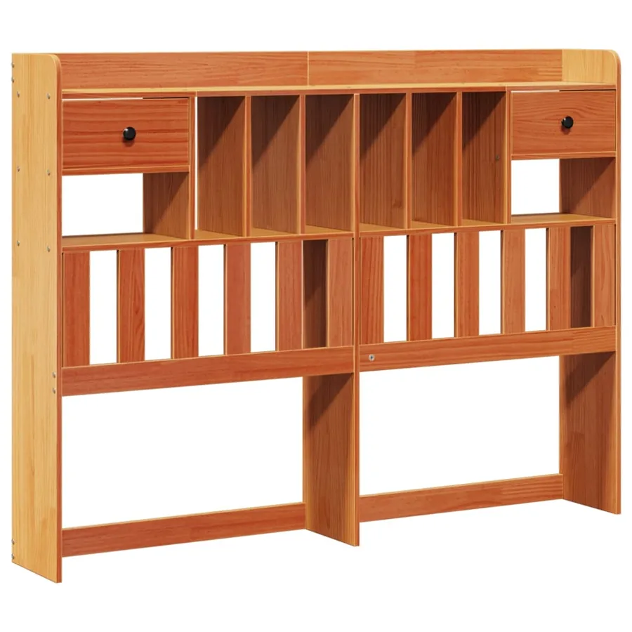 Lit bibliothèque sans matelas cire marron 140x200 cm pin massif - 6