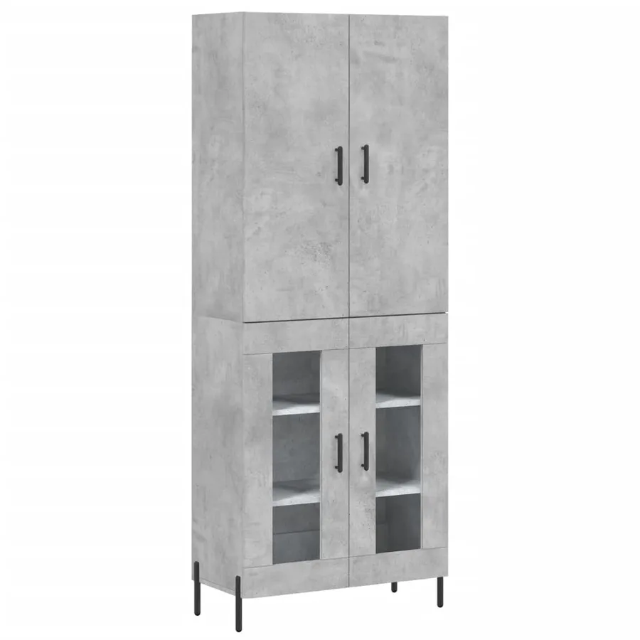 Buffet haut Gris béton 69,5x34x180 cm Bois d'ingénierie - 2