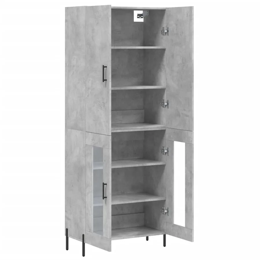 Buffet haut Gris béton 69,5x34x180 cm Bois d'ingénierie - 4