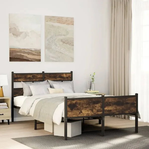 Cadre de lit sans matelas chêne fumé 120x190 cm bois ingénierie