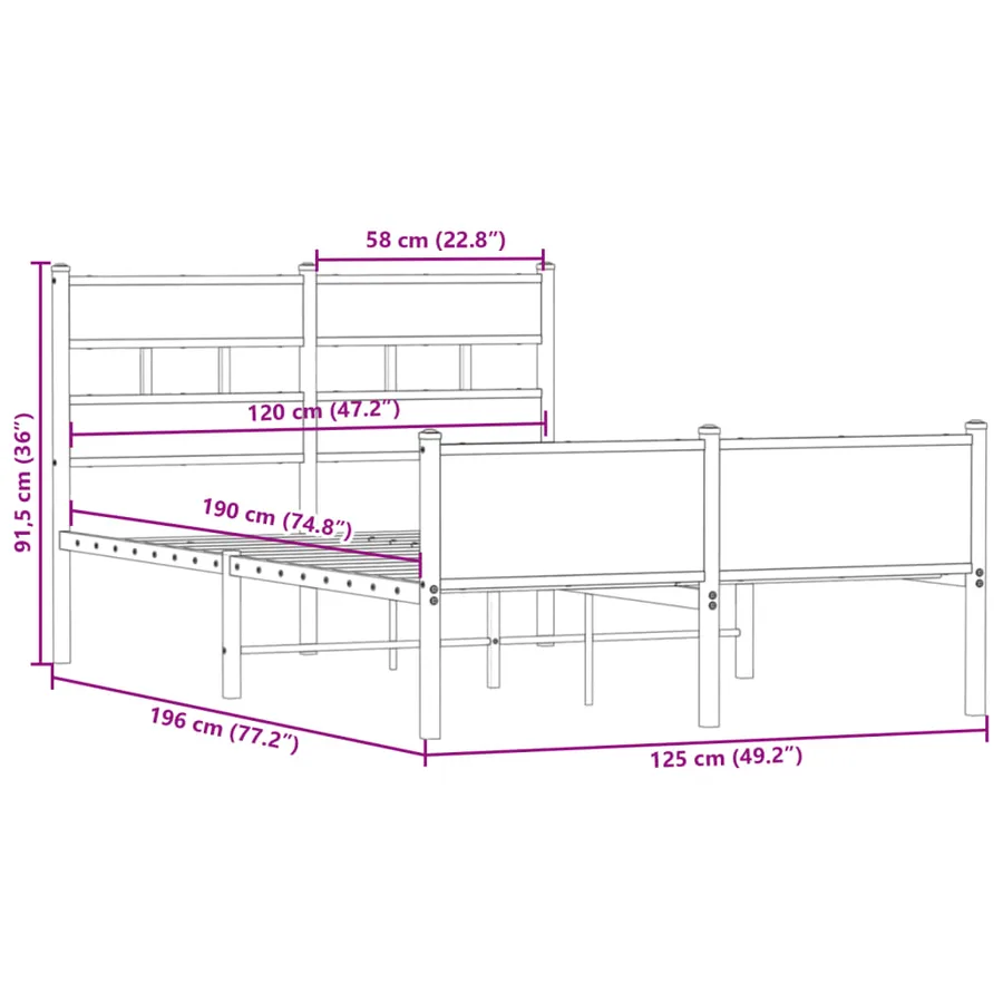 Cadre de lit sans matelas chêne fumé 120x190 cm bois ingénierie - 9