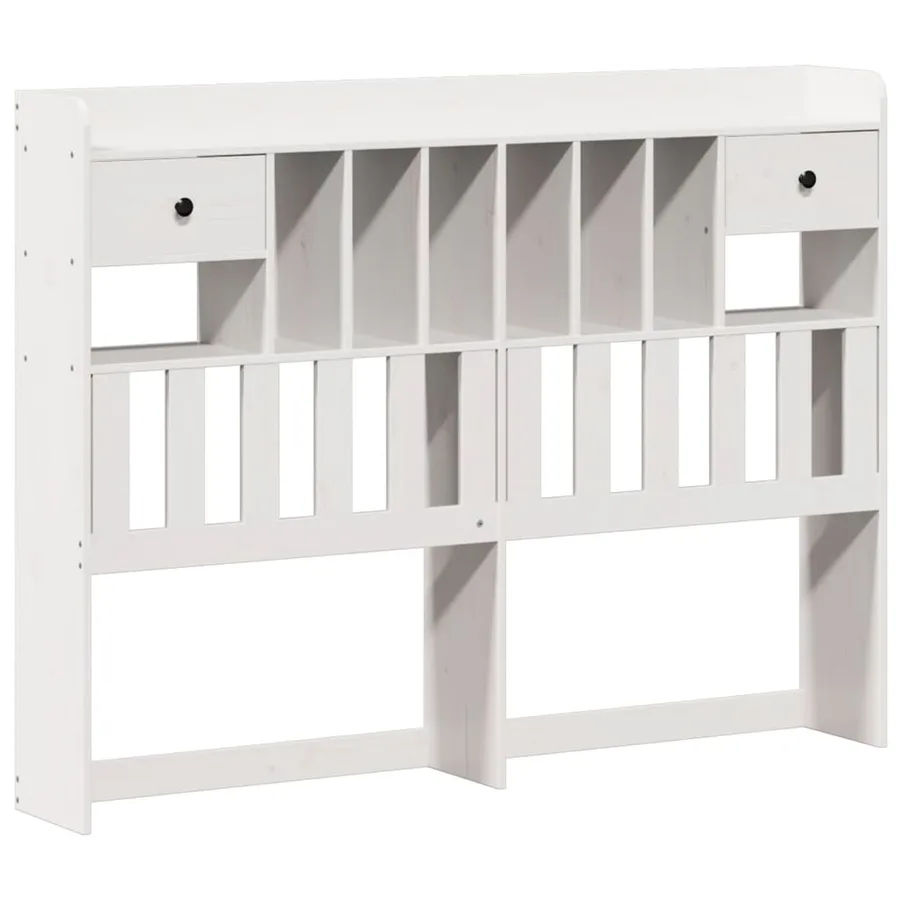 Lit bibliothèque sans matelas blanc 135x190 cm bois pin massif - 7