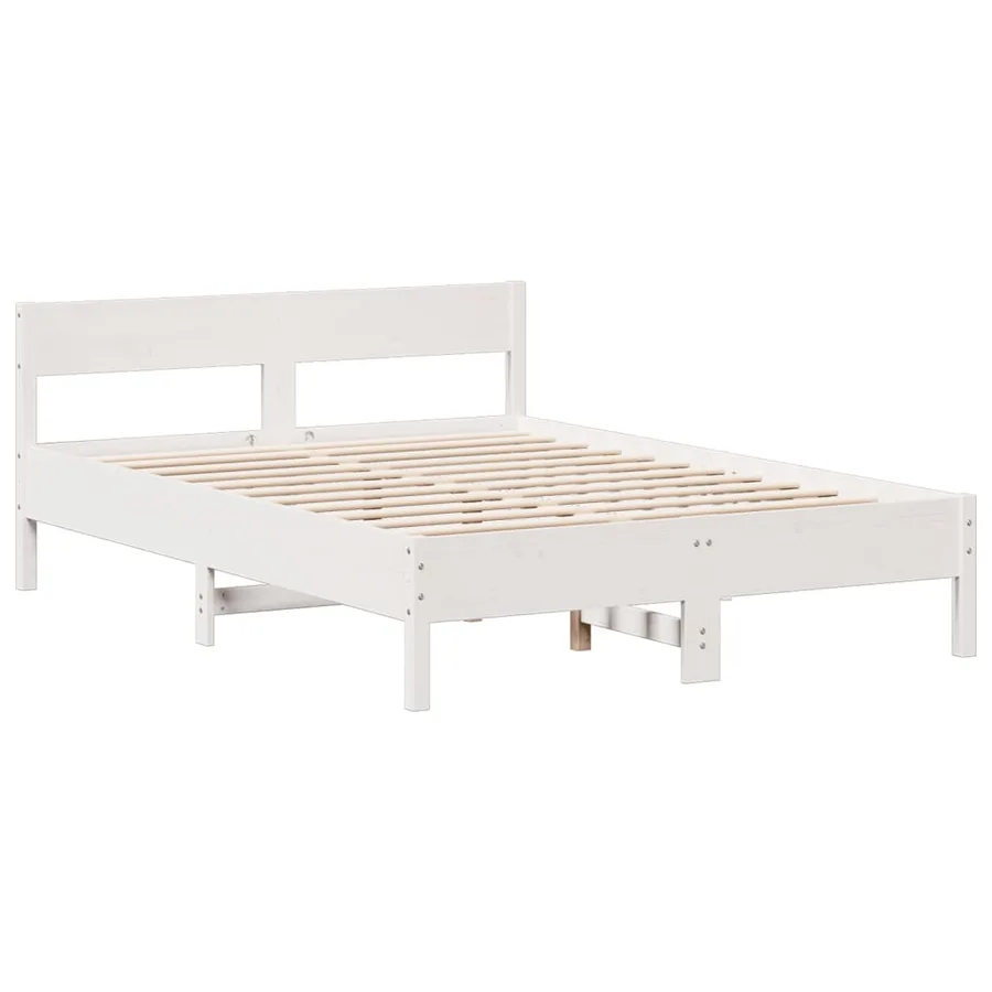 Lit bibliothèque sans matelas blanc 135x190 cm bois pin massif - 8