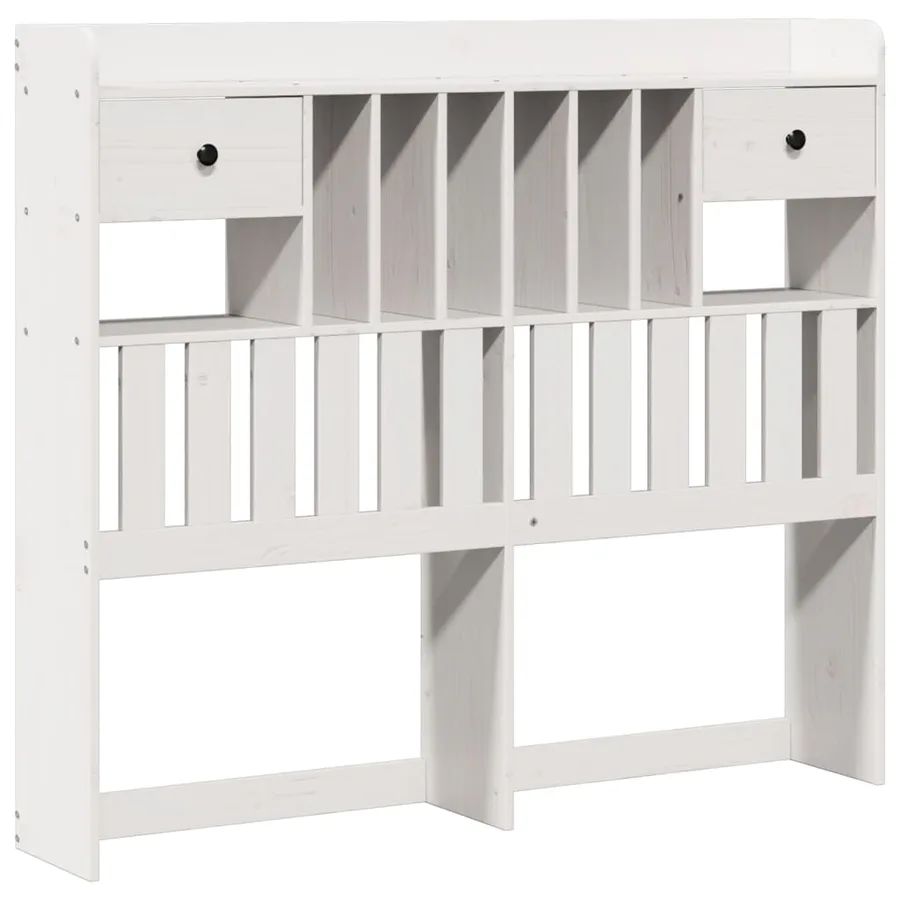 Lit bibliothèque sans matelas blanc 135x190 cm bois pin massif - 7