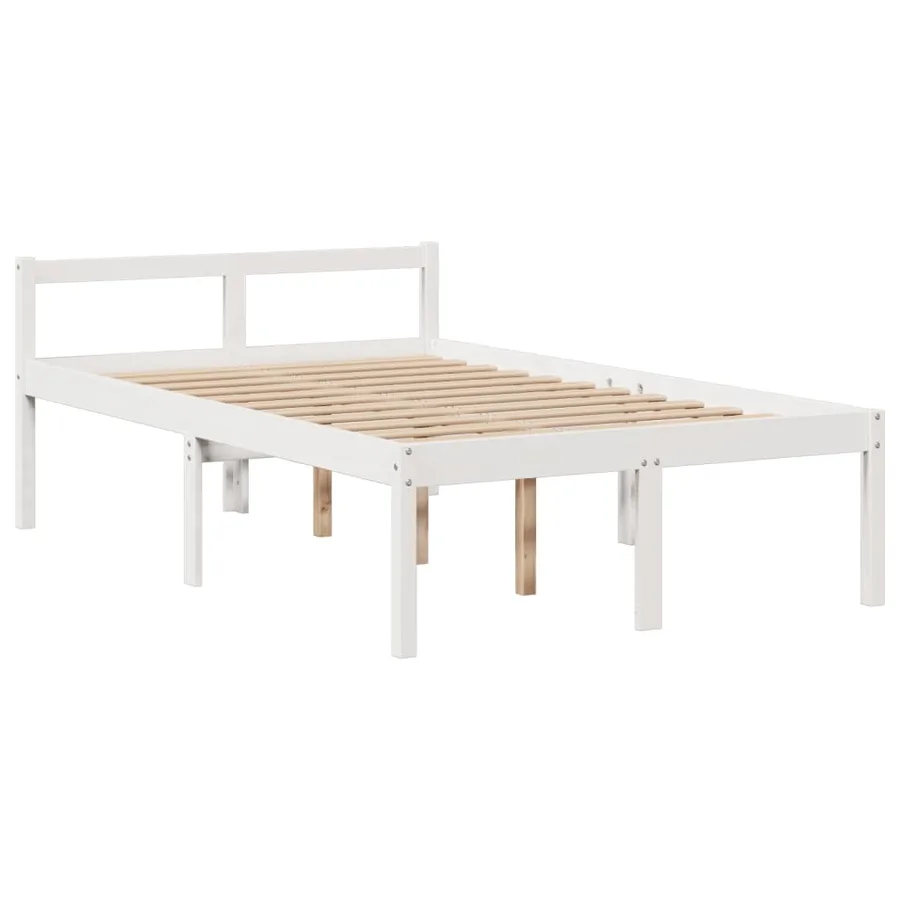 Lit bibliothèque sans matelas blanc 135x190 cm bois pin massif - 8