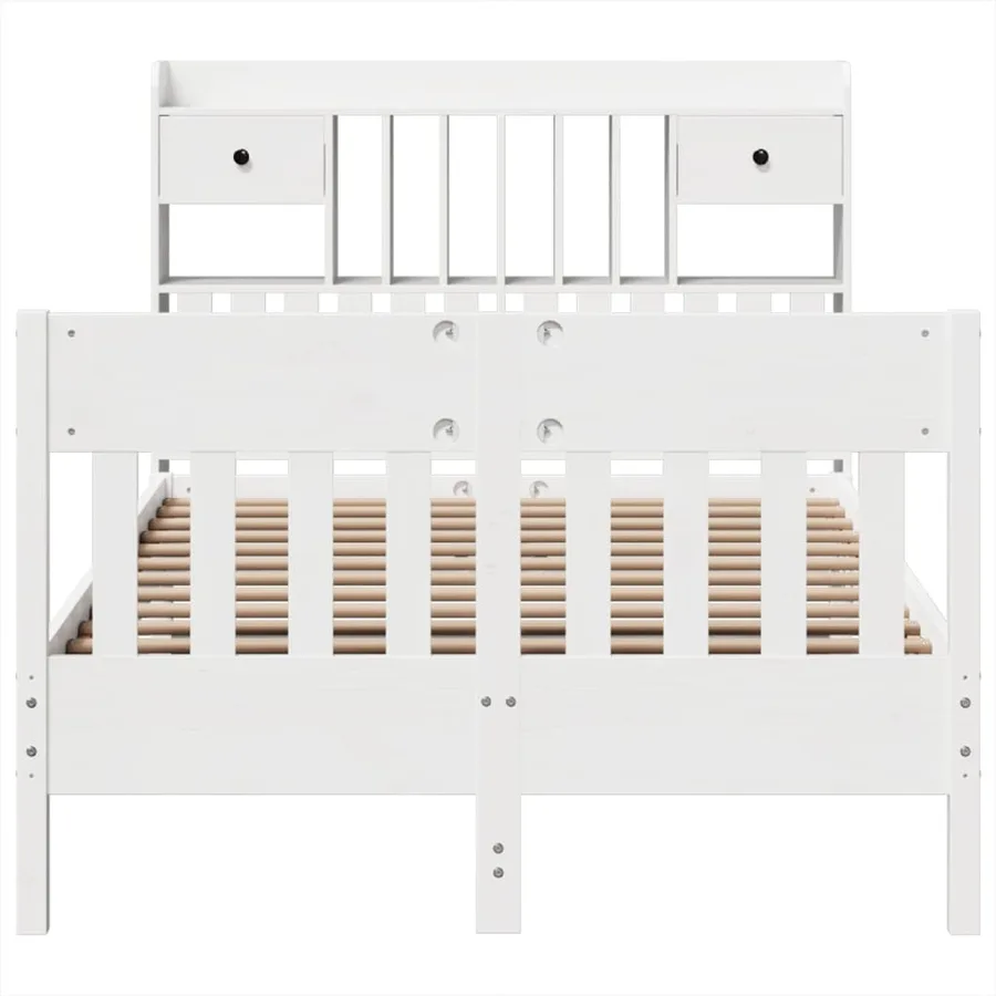 Cadre de lit sans matelas blanc 135x190 cm bois de pin massif - 4