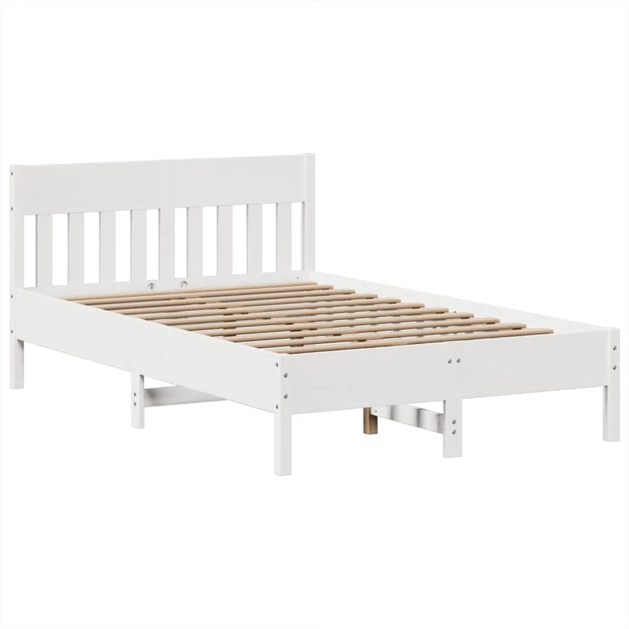 Cadre de lit sans matelas blanc 135x190 cm bois de pin massif - 5
