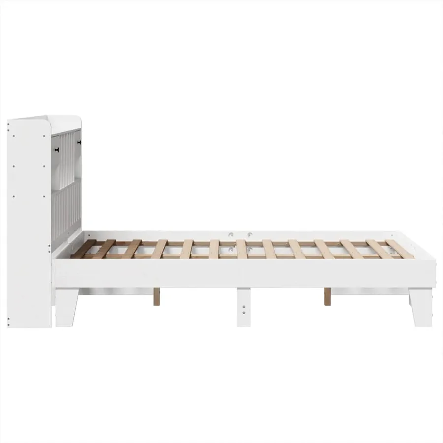 Cadre de lit sans matelas blanc 135x190 cm bois de pin massif - 7