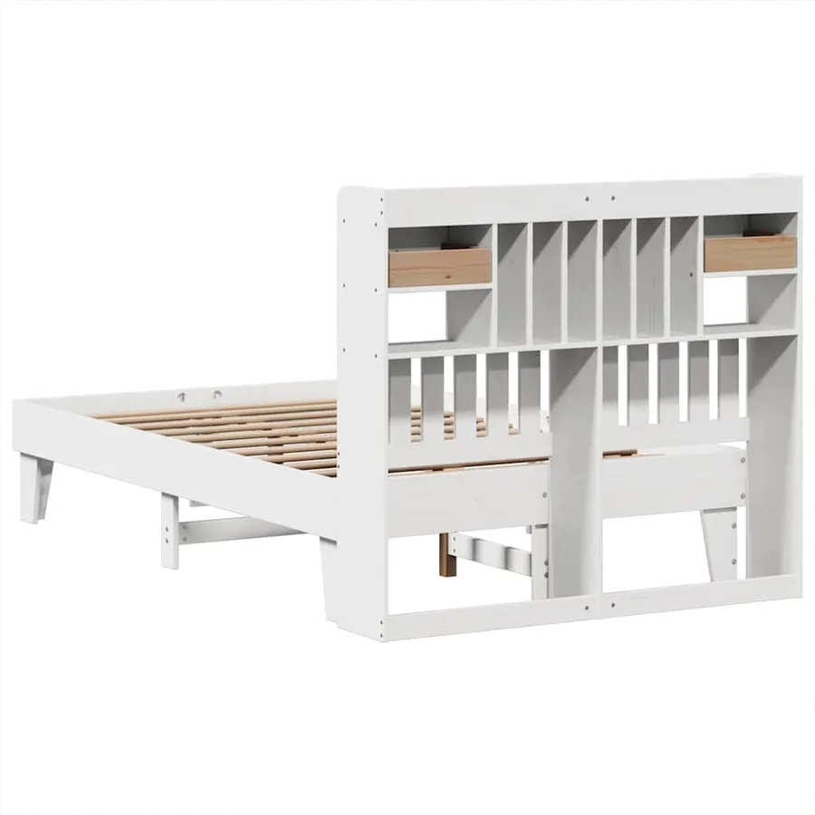 Cadre de lit sans matelas blanc 135x190 cm bois de pin massif - 8