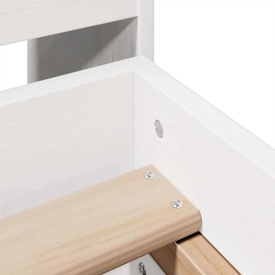 Cadre de lit sans matelas blanc 135x190 cm bois de pin massif - 9