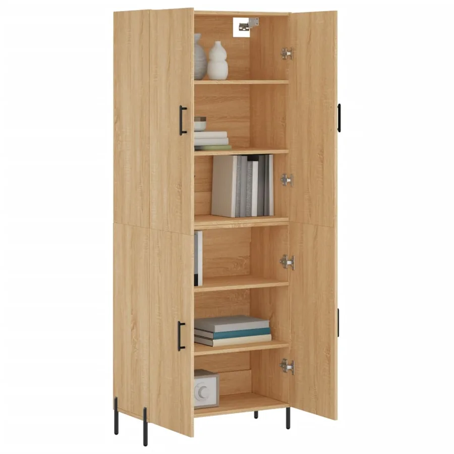 Buffet haut Chêne sonoma 69,5x34x180 cm Bois d'ingénierie - 3