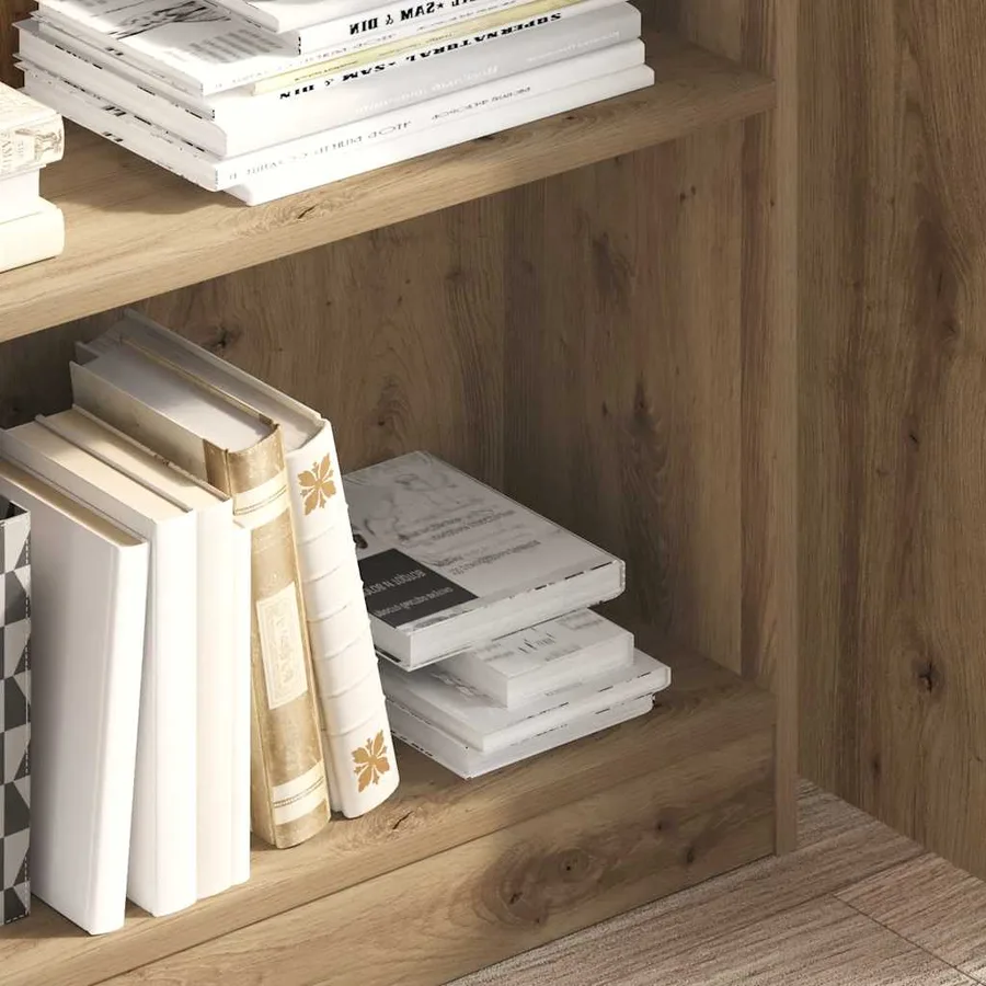 Bibliothèque chêne artisanal 80x24x109 cm bois d'ingénierie - 3