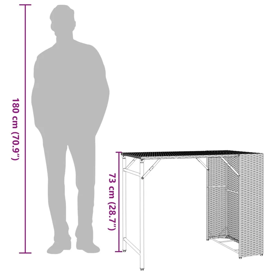 Ensemble à manger de jardin 5 pcs pliable gris résine tressée - 11