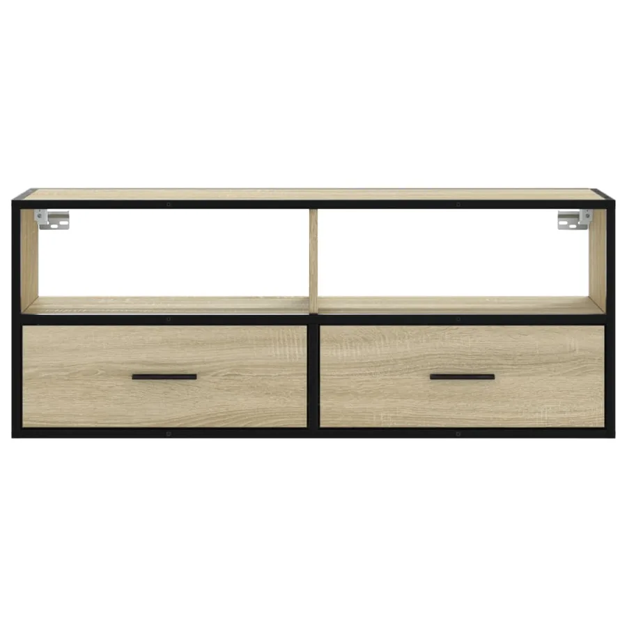 Meuble TV chêne sonoma 100x31x39,5cm bois d'ingénierie et métal - 4