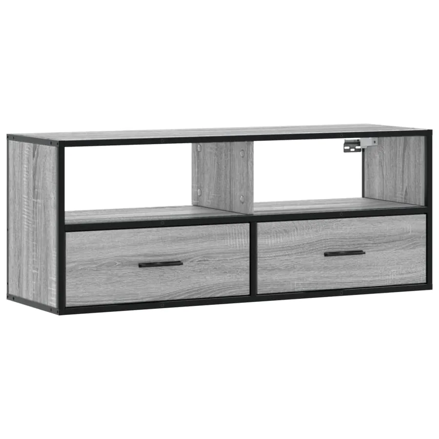Meuble TV sonoma gris 100x31x39,5 cm bois d'ingénierie et métal - 2