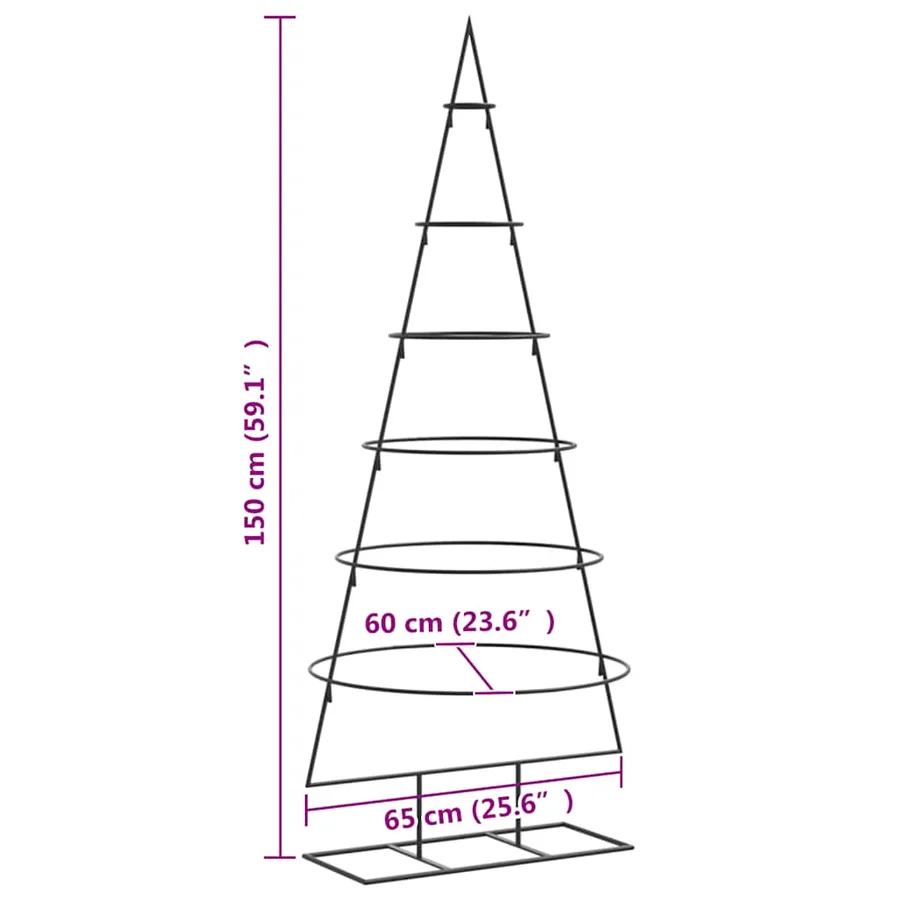 Arbre de Noël en métal pour décoration noir 150 cm - 7