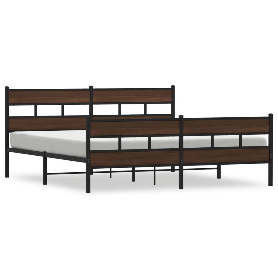 Cadre de lit en métal sans matelas chêne marron 180x200 cm - 2