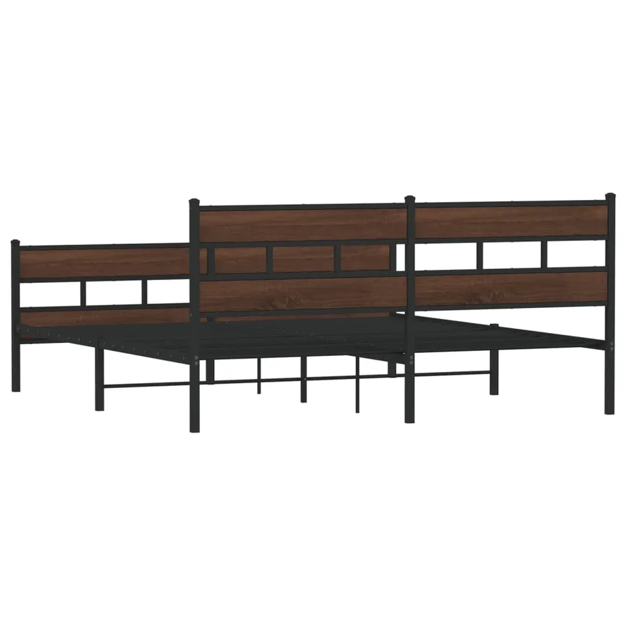 Cadre de lit en métal sans matelas chêne marron 180x200 cm - 6