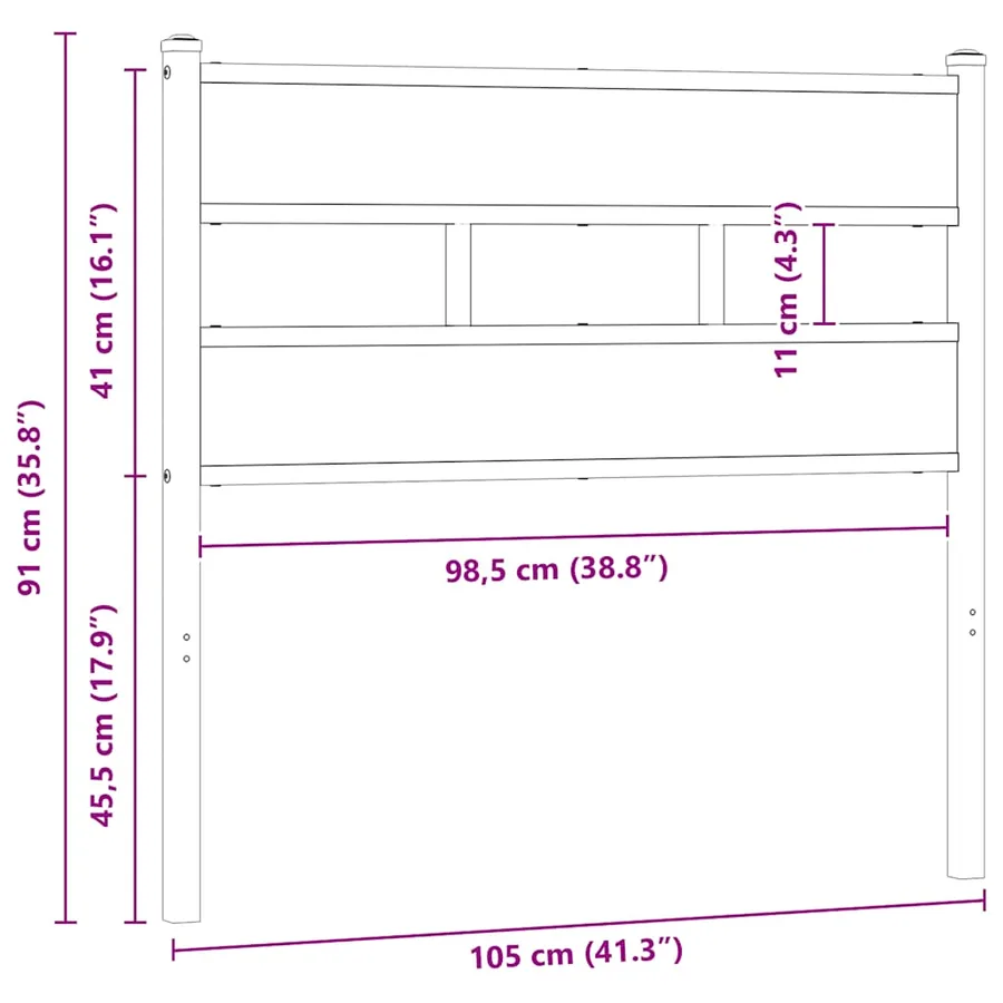 Tête de lit de remplacement chêne marron 100 cm acier et bois d'ingénierie - 6