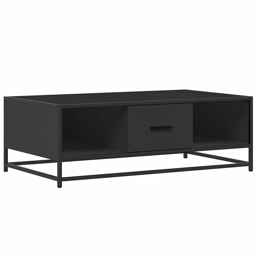 Table basse noir 100x57x35 cm bois d'ingénierie et métal - 2