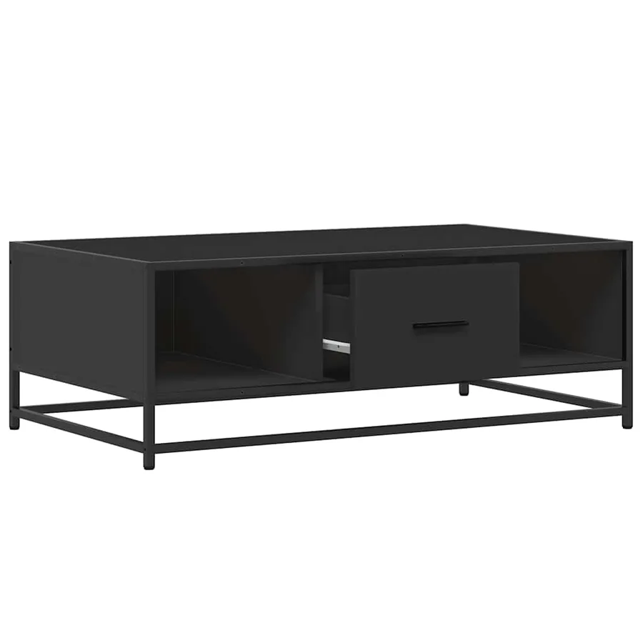 Table basse noir 100x57x35 cm bois d'ingénierie et métal - 8