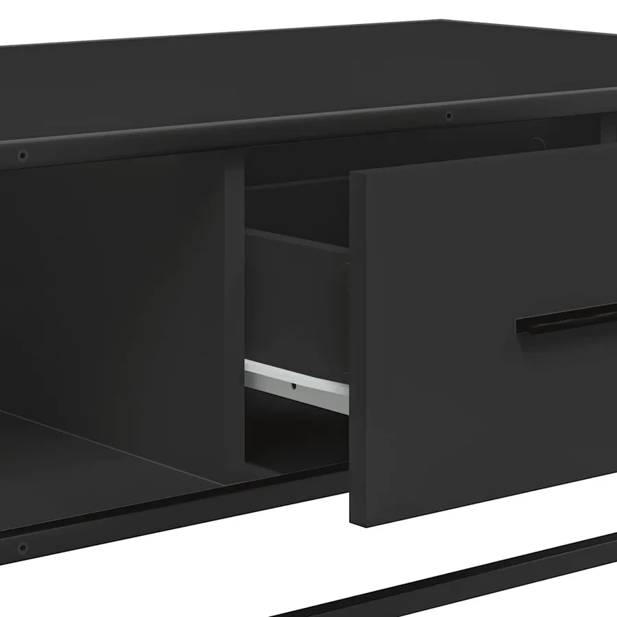 Table basse noir 100x57x35 cm bois d'ingénierie et métal - 9