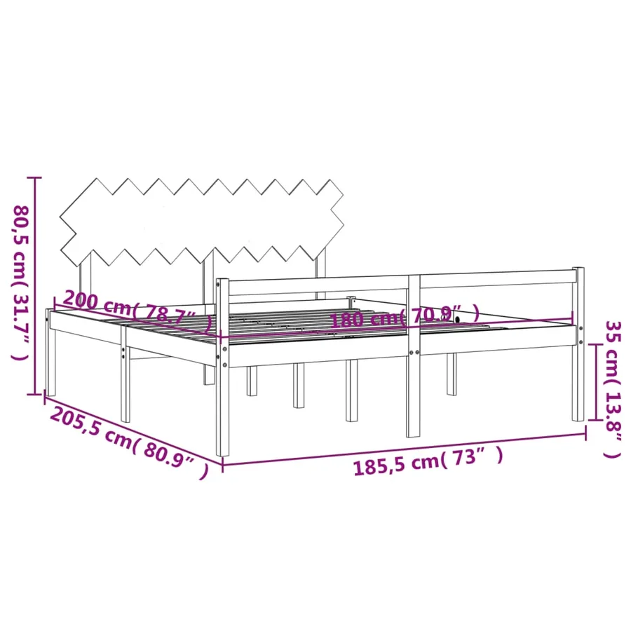 Lit pour personne âgée sans matelas bois massif - 12