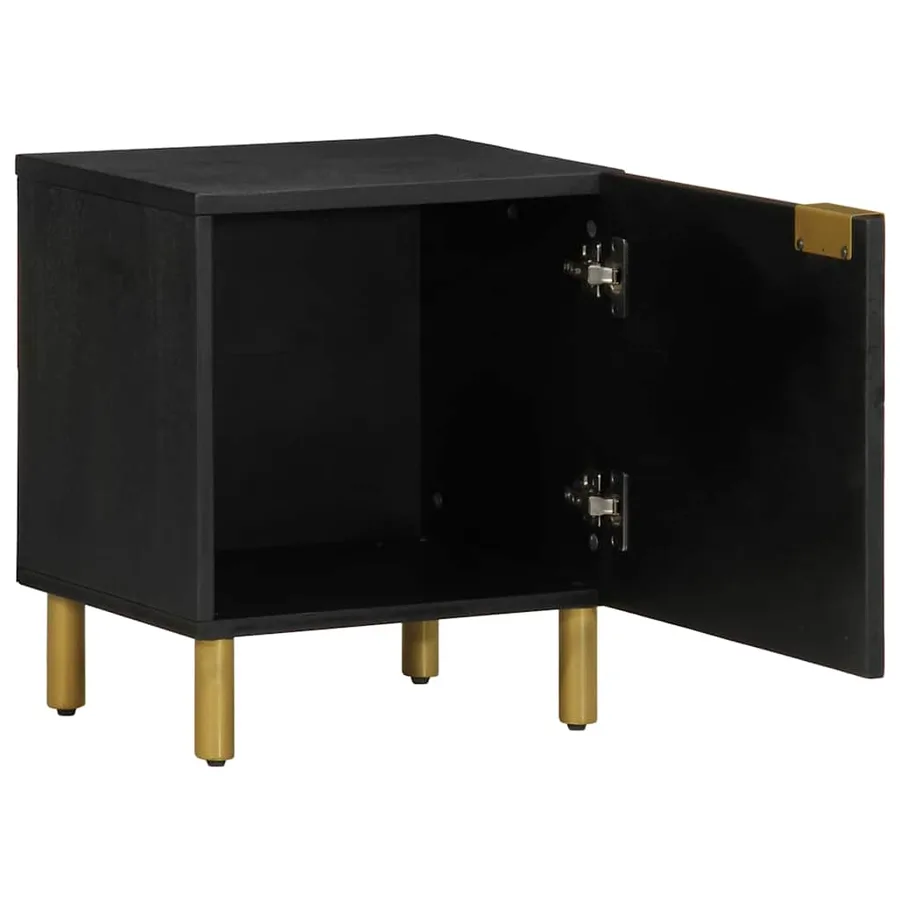 Table de chevet noir 40x33x46 cm bois de manguier solide - 2