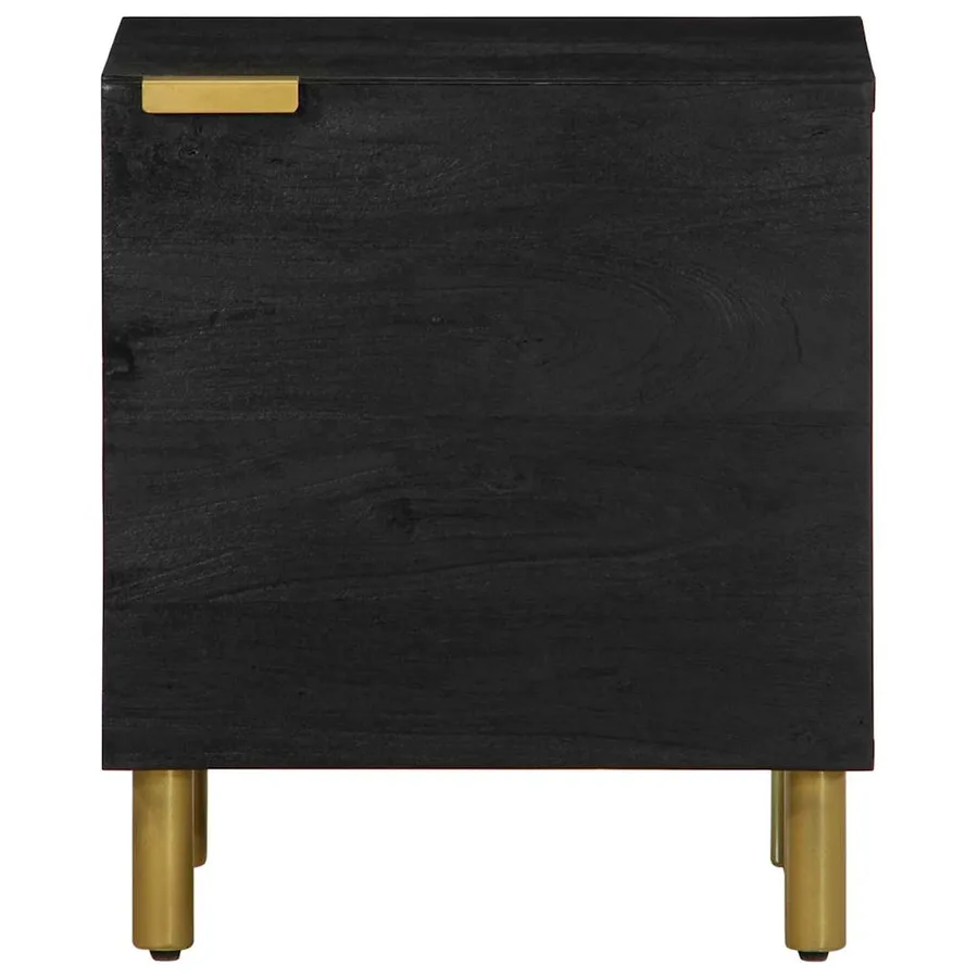 Table de chevet noir 40x33x46 cm bois de manguier solide - 3