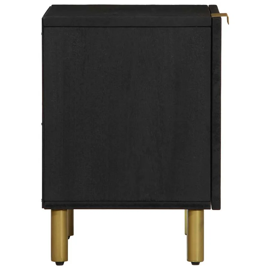 Table de chevet noir 40x33x46 cm bois de manguier solide - 4