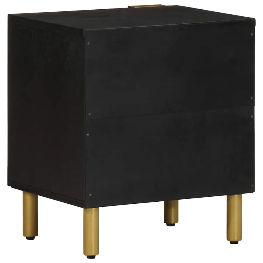 Table de chevet noir 40x33x46 cm bois de manguier solide - 5